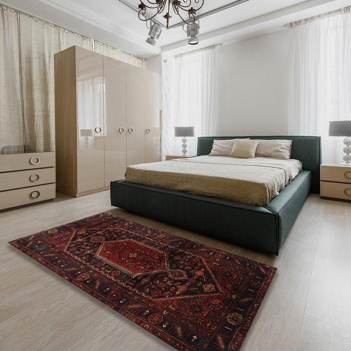 Traditional Bakers Brown Persian Rug in a Bedroom, tr3092