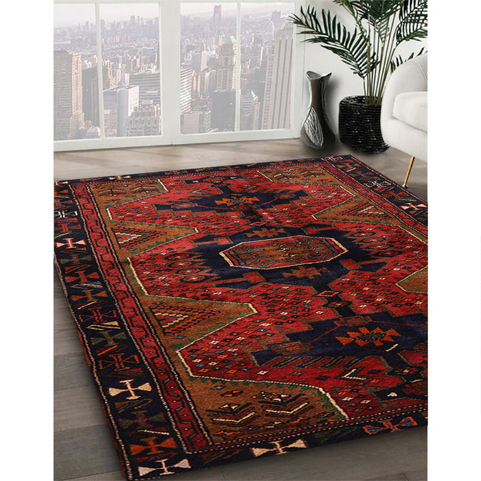 Traditional Crimson Red Persian Rug in Family Room, tr3093