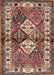 Machine Washable Traditional Brown Red Rug, wshtr3095