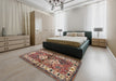 Machine Washable Traditional Brown Red Rug in a Bedroom, wshtr3095