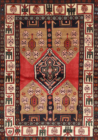 Machine Washable Traditional Saffron Red Rug, wshtr3097