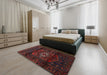 Machine Washable Traditional Dark Brown Rug in a Bedroom, wshtr3098