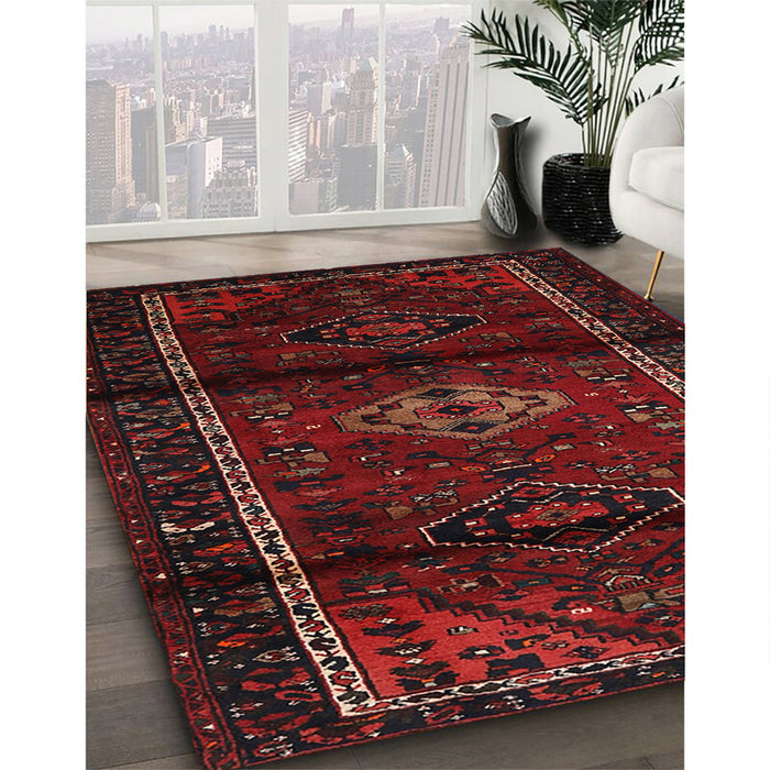 Traditional Bakers Brown Persian Rug in Family Room, tr3099