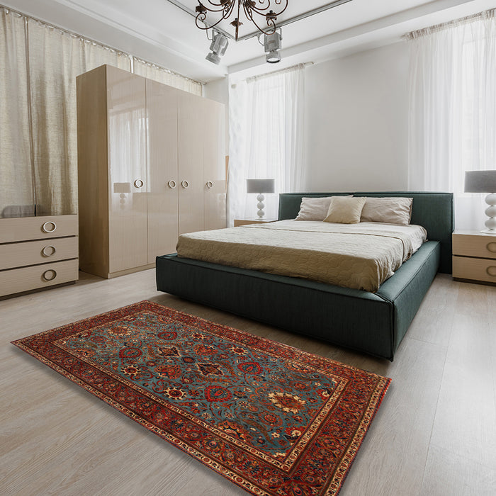 Machine Washable Traditional Brown Rug in a Bedroom, wshtr30