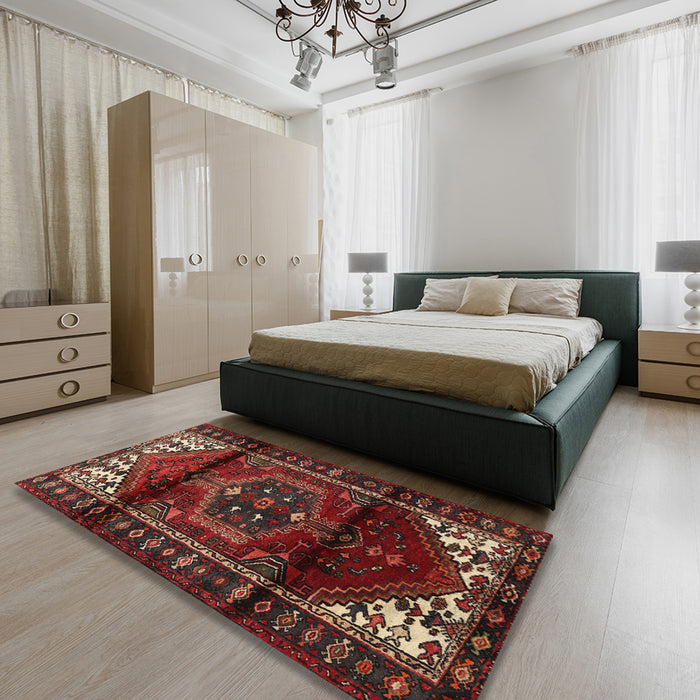 Machine Washable Traditional Sienna Brown Rug in a Bedroom, wshtr3101