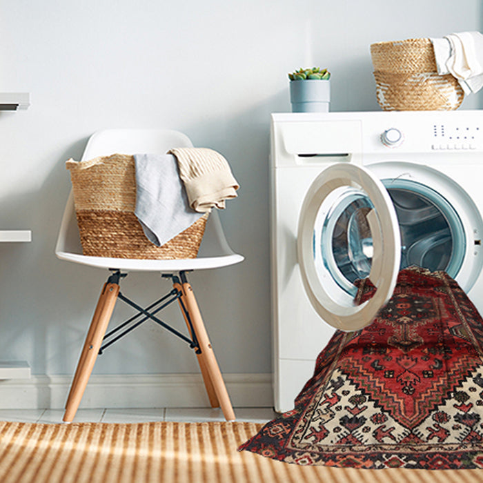 Machine Washable Traditional Sienna Brown Rug in a Washing Machine, wshtr3101