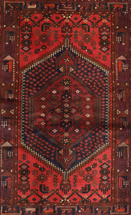 Machine Washable Traditional Tomato Red Rug, wshtr3105
