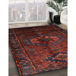 Traditional Maroon Red Persian Rug in Family Room, tr3107