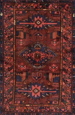 Machine Washable Traditional Deep Red Rug, wshtr3108