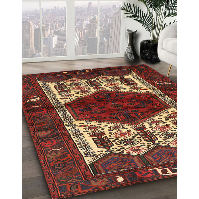 Machine Washable Traditional Tomato Red Rug in a Family Room, wshtr3109