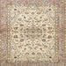 Round Machine Washable Traditional Dark Almond Brown Rug, wshtr3110