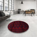 Round Machine Washable Traditional Tomato Red Rug in a Office, wshtr3112