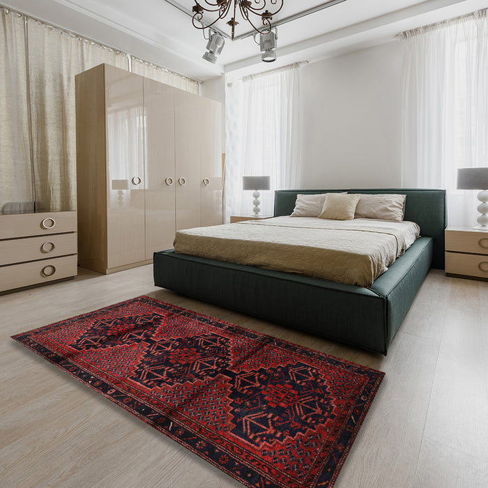 Machine Washable Traditional Bakers Brown Rug in a Bedroom, wshtr3115