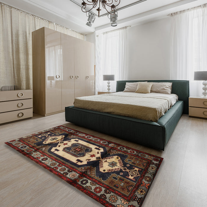 Machine Washable Traditional Night Red Rug in a Bedroom, wshtr3116