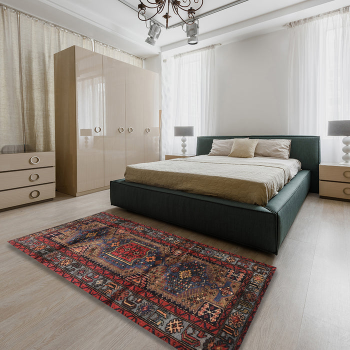Machine Washable Traditional Brown Rug in a Bedroom, wshtr3118