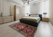 Machine Washable Traditional Dark Gold Brown Rug in a Bedroom, wshtr3119