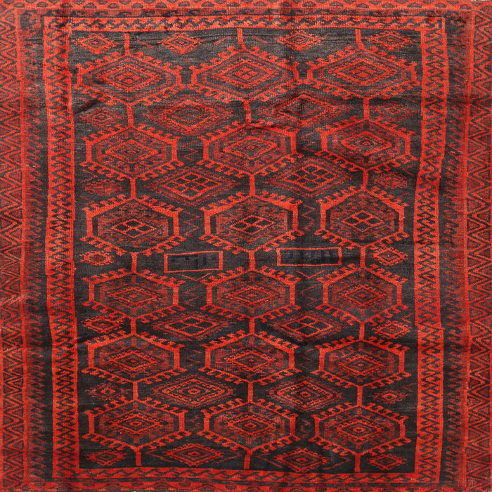 Round Machine Washable Traditional Red Rug, wshtr311