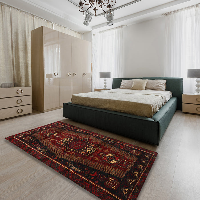 Machine Washable Traditional Bakers Brown Rug in a Bedroom, wshtr3120