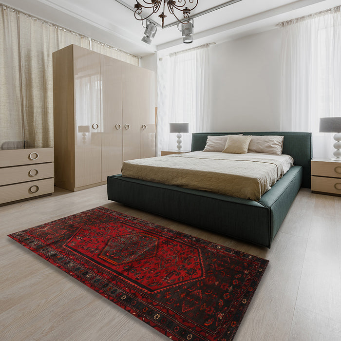 Traditional Bakers Brown Persian Rug in a Bedroom, tr3121