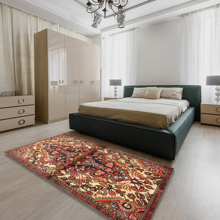 Traditional Saffron Red Persian Rug in a Bedroom, tr3122