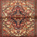 Round Machine Washable Traditional Saffron Red Rug, wshtr3122