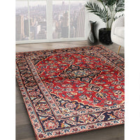 Traditional Orange Salmon Pink Medallion Rug, tr3124