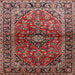 Round Machine Washable Traditional Orange Salmon Pink Rug, wshtr3124