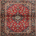 Square Traditional Saffron Red Medallion Rug, tr3125