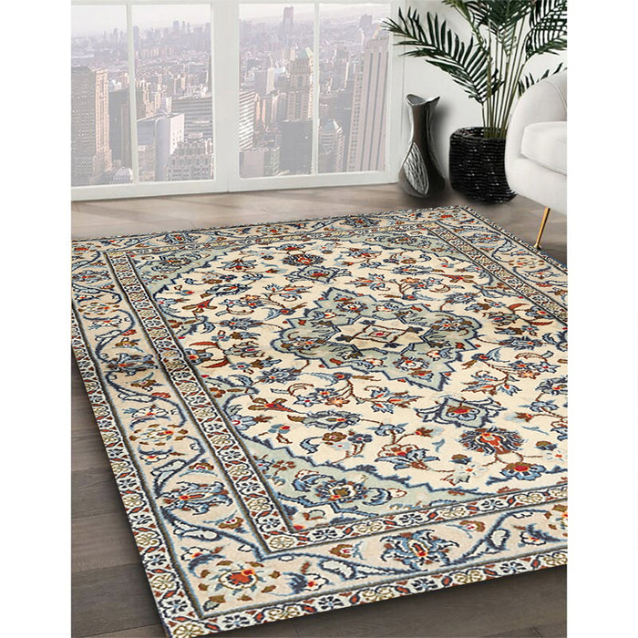 Machine Washable Traditional Desert Sand Beige Rug in a Family Room, wshtr3126