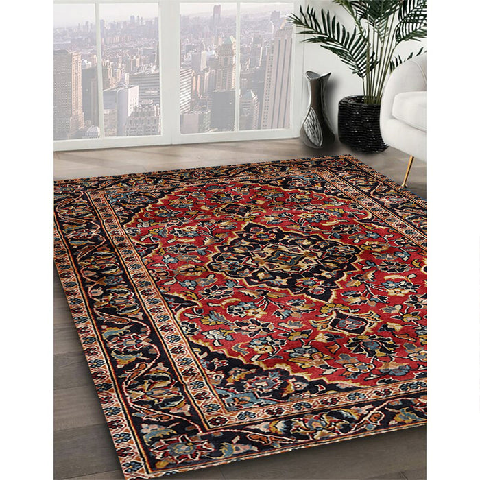 Traditional Deep Red Persian Rug in Family Room, tr3128