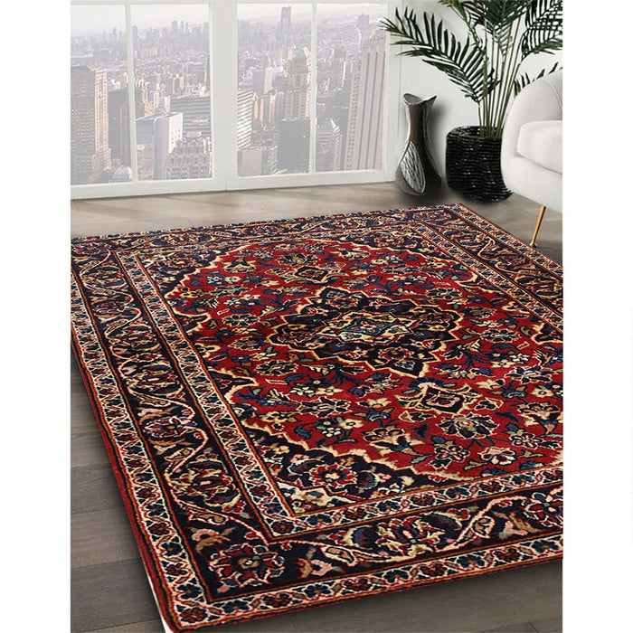Traditional Deep Red Persian Rug in Family Room, tr3129