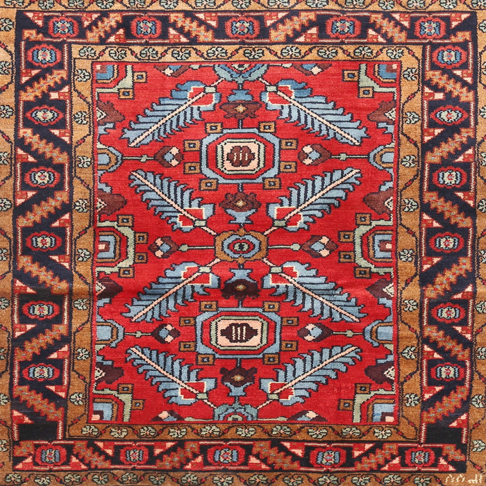Square Traditional Dark Almond Brown Persian Rug, tr312