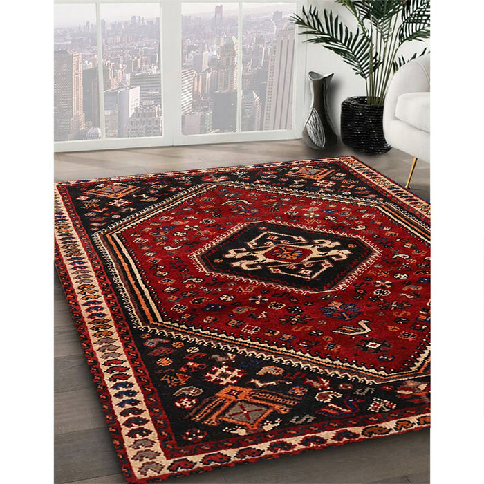 Traditional Chestnut Brown Persian Rug in Family Room, tr3132