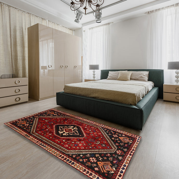 Machine Washable Traditional Chestnut Brown Rug in a Bedroom, wshtr3132