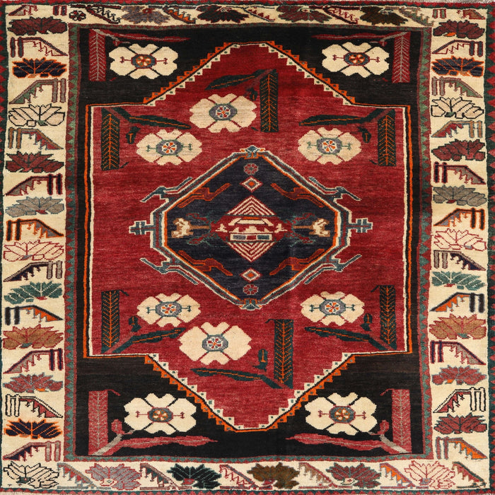 Square Traditional Dark Almond Brown Persian Rug, tr3134