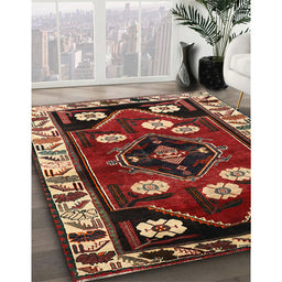 Traditional Dark Almond Brown Persian Rug in Family Room, tr3134