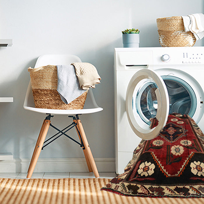 Machine Washable Traditional Dark Almond Brown Rug in a Washing Machine, wshtr3134