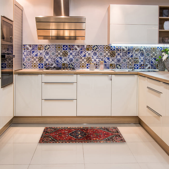 Traditional Brown Persian Rug in a Kitchen, tr3135