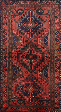 Machine Washable Traditional Brown Red Rug, wshtr3136