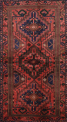 Machine Washable Traditional Brown Red Rug, wshtr3136