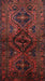 Machine Washable Traditional Brown Red Rug, wshtr3136