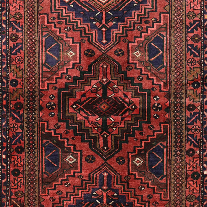 Machine Washable Traditional Brown Red Rug, wshtr3136