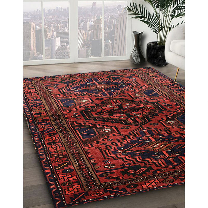 Traditional Brown Red Persian Rug in Family Room, tr3136