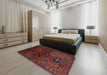 Machine Washable Traditional Brown Red Rug in a Bedroom, wshtr3136