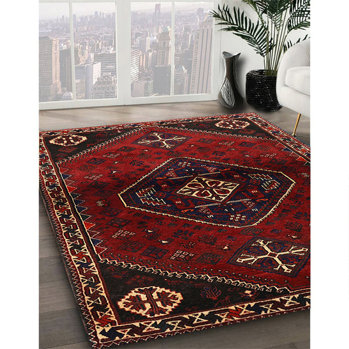 Traditional Dark Brown Persian Rug in Family Room, tr3137