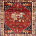 Square Traditional Orange Brown Animal Rug, tr3138