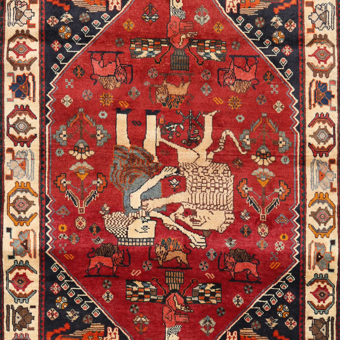Traditional Orange Brown Animal Rug, tr3138