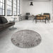 Round Traditional Dark Gray Persian Rug in a Office, tr3144