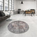 Round Traditional Sandstone Brown Persian Rug in a Office, tr3146