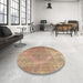 Round Traditional Sand Brown Persian Rug in a Office, tr3148